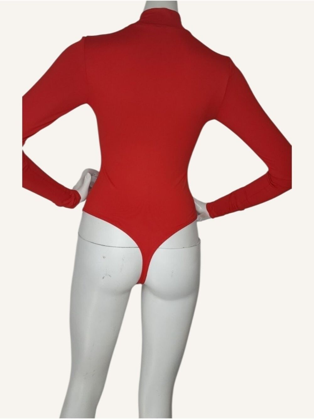 NWT RD Style Second Skin Red Double Lined Mock Neck Bodysuit Small - Picture 3 of 8